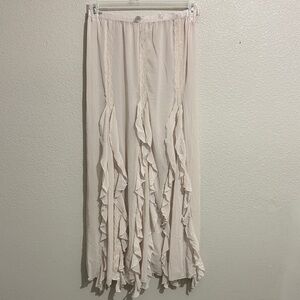 Free People Intimately Cream Sheer Maxi Skirt Rodeo Ruffles Romantic Bohemian